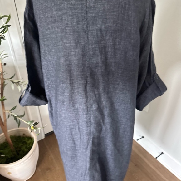 Eileen Fisher Organic Linen Dress Tunic XL Dark Blue Denim Color - Picture 5 of 12